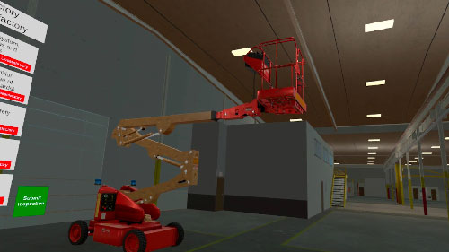 Virtual reality manlift inspection training